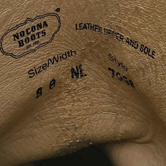 Nocona cowgirl western cowboy brown leather square toe boots 8M - Picture 5 of 8